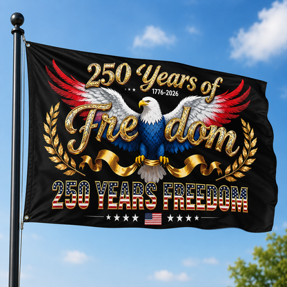 USA 250th Anniversary 1776-2026 Double Sided Flag – Flying Eagle 250 Years of Blessings One Nation Under God Decor