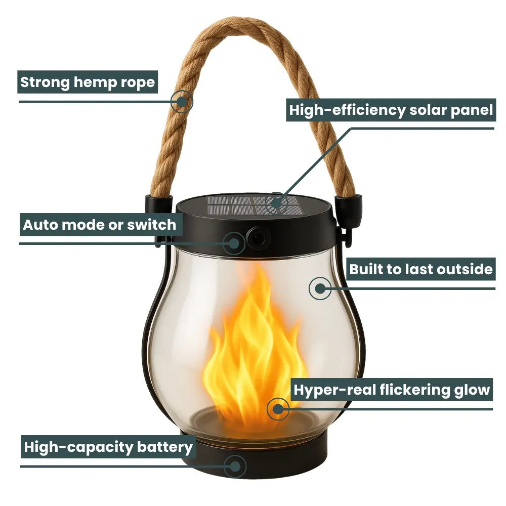 Kaliiqo™ Flickering Flame Solar Lantern Outdoor Lights