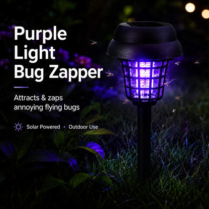 Solar Mosquito Zapper Garden Lights with Purple Bug-Zapping Light & Warm Pathway Glow