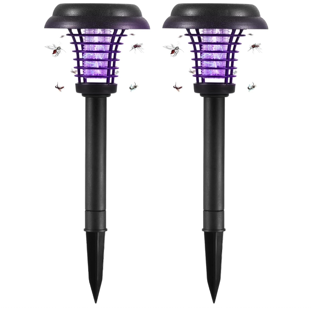 Solar Mosquito Zapper Garden Lights with Purple Bug-Zapping Light & Warm Pathway Glow