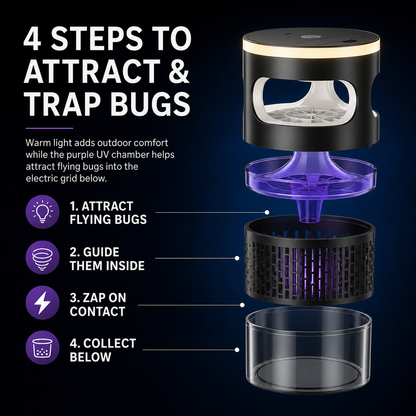 2-in-1 Outdoor Bug Zapper Mosquito Lantern For Patio, Camping & Backyard Nights