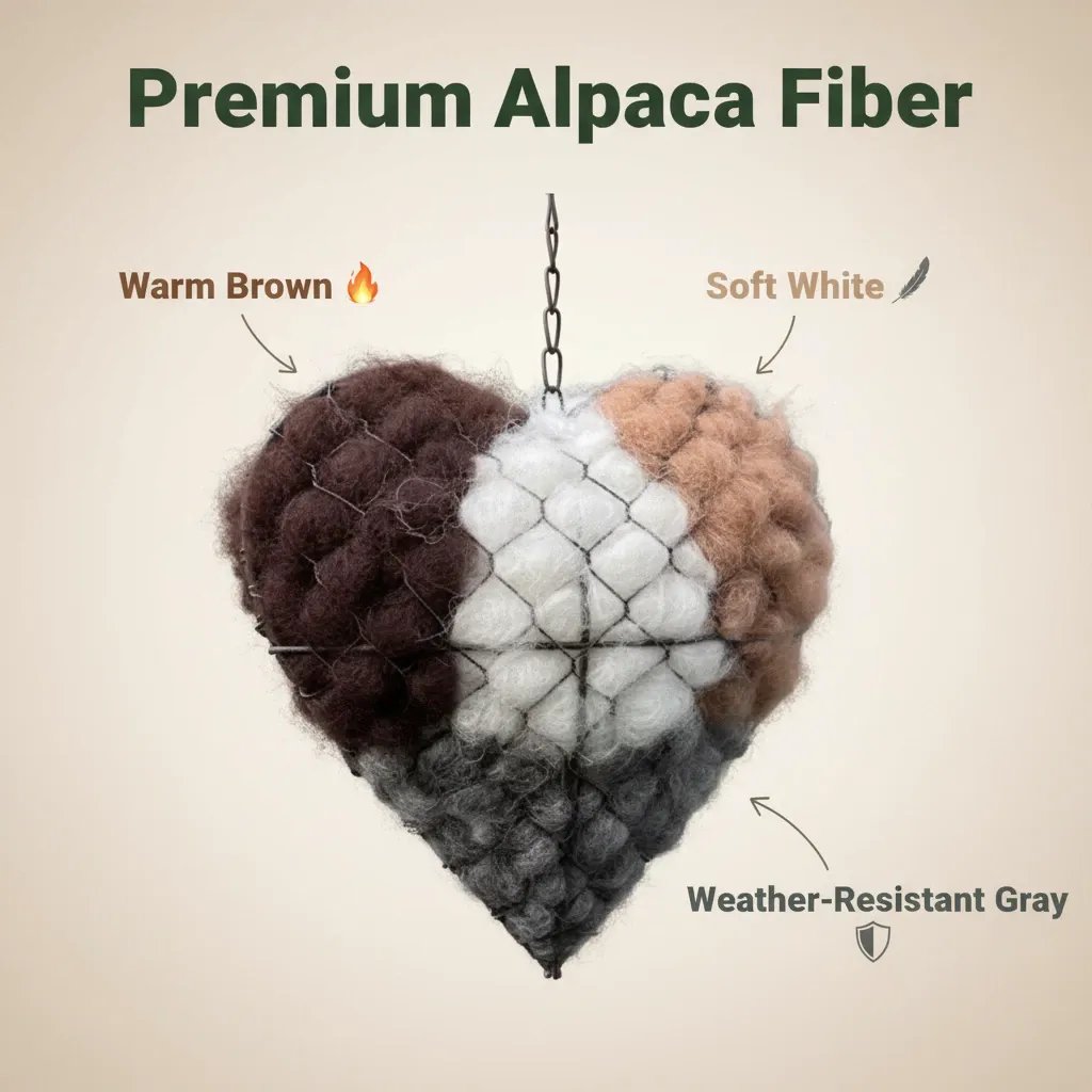 Handmade Alpaca Fiber Bird Nesting Heart for Birds