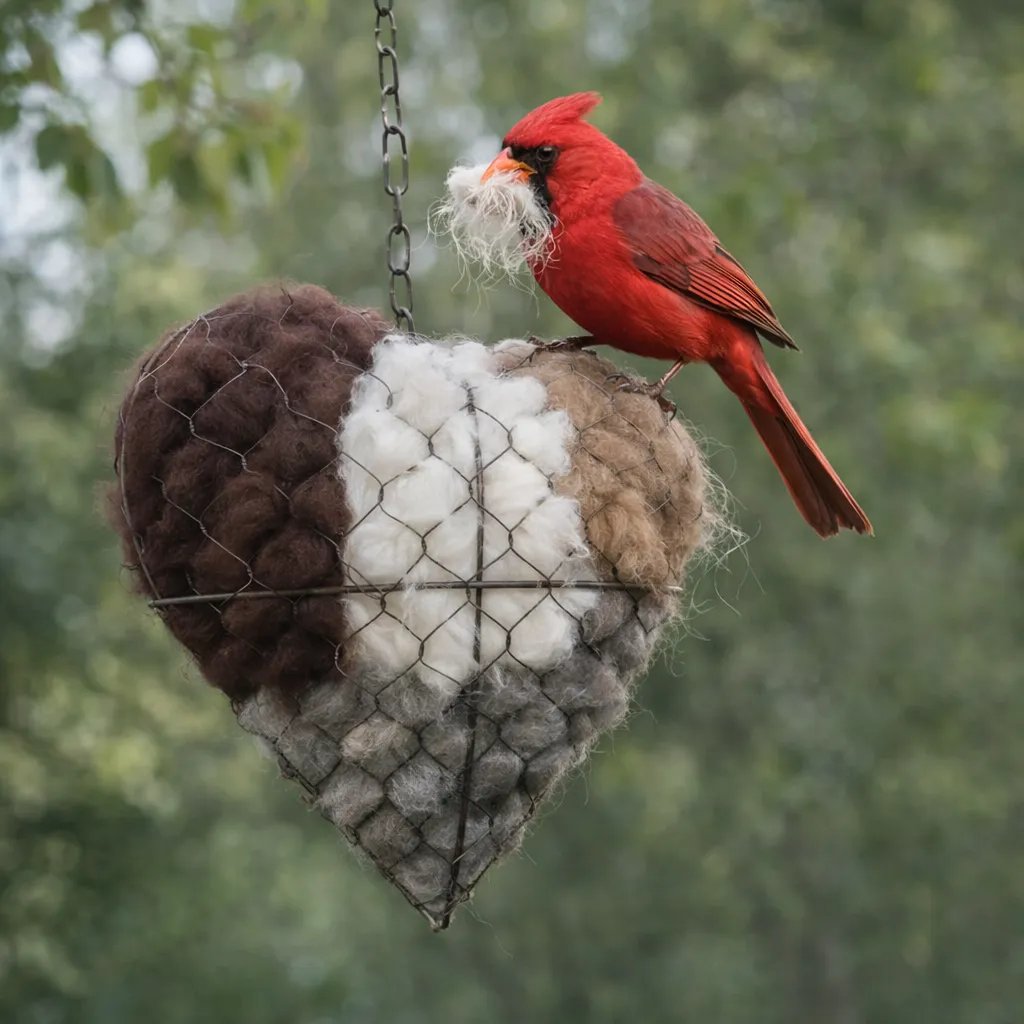 Handmade Alpaca Fiber Bird Nesting Heart for Birds