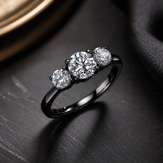 Classic Three-Stone Diamond Ring Set