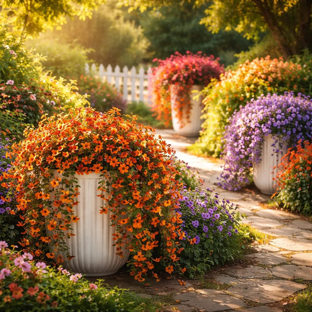 Outdoor cascading daisy and eucalyptus flowers – UV resistant