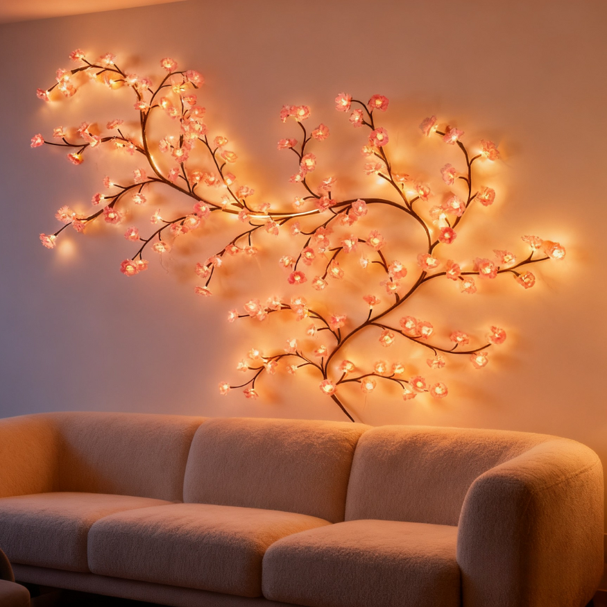 🌍Earth Day Solar Sale🌍 Cherry LED Tree Branch Lights – Elegant Blossom Vine to Brighten Your Home This Christmas!
