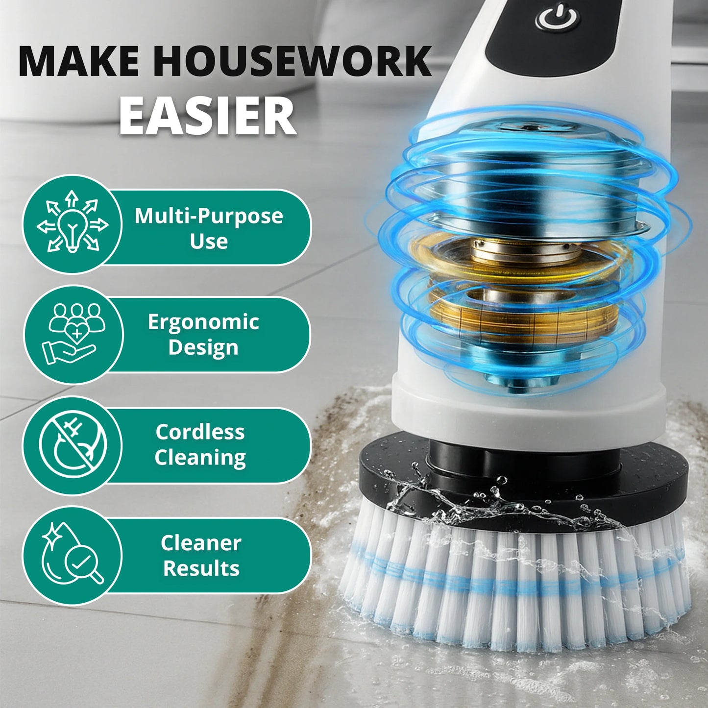 7-in-1 Electric Spin Scrubber with Long Handle for Effortless Deep Cleaning