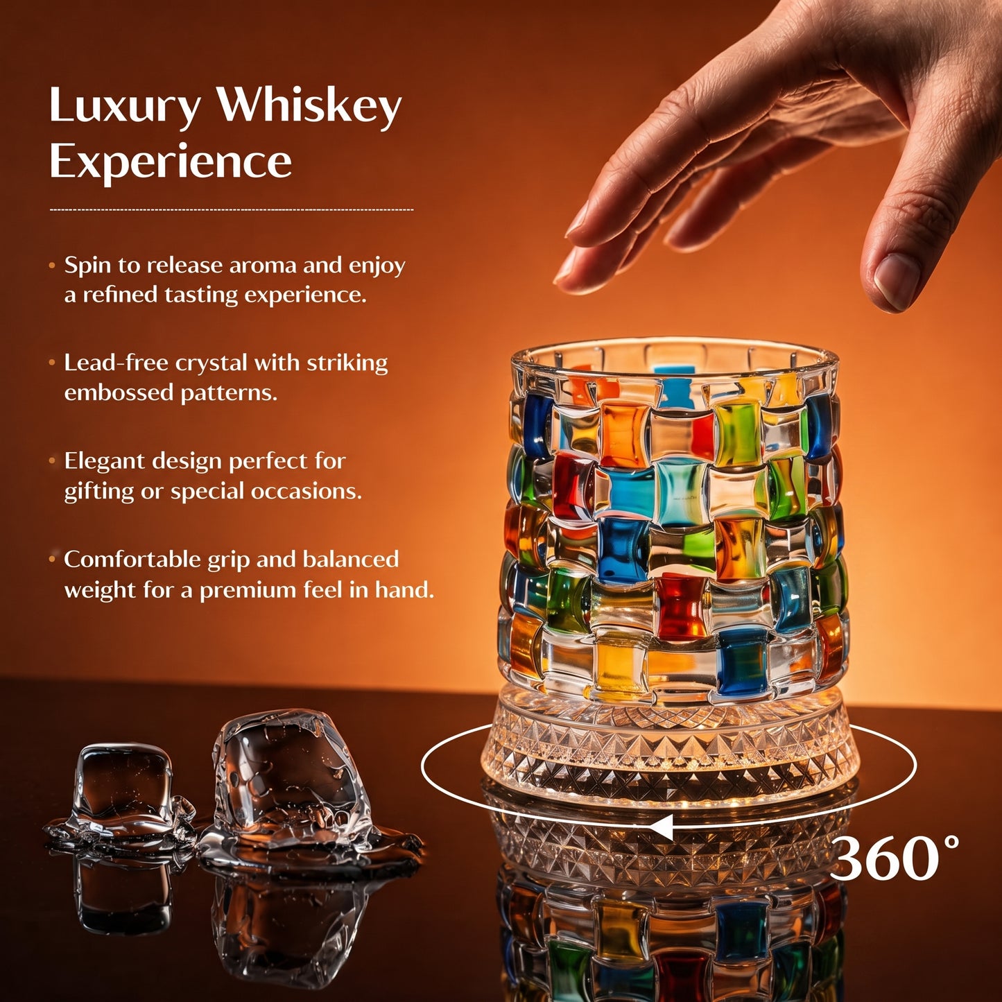 10oz Spinning Whiskey Glasses Set