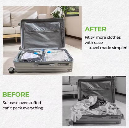 4-Pack Jumbo Vacuum Storage Bags with Pump – Space Saving for Clothes & Bedding